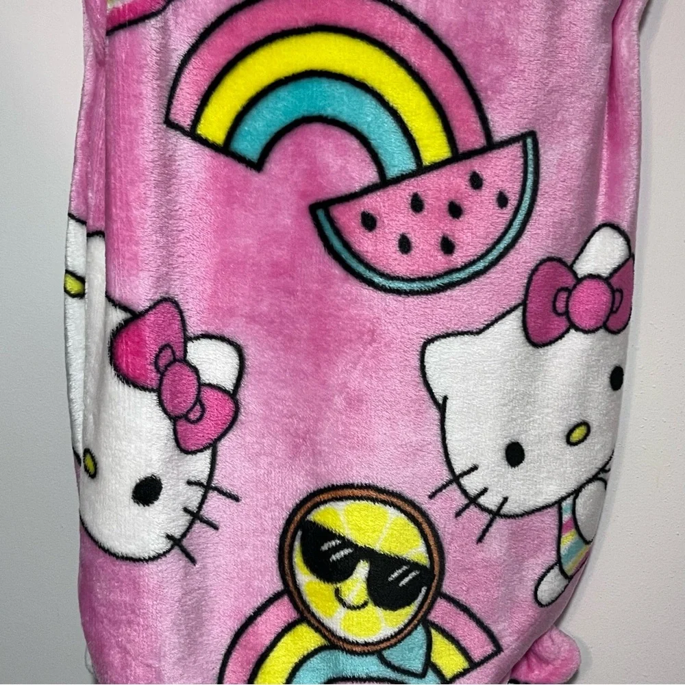 Sanrio Hello Kitty Pink Rainbow Blanket NWT